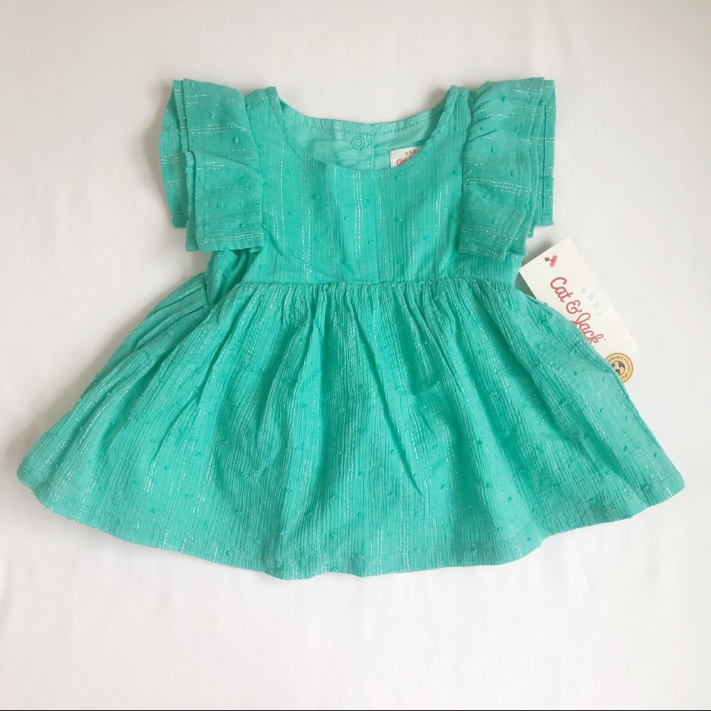 6/$20 CAT & JACK Teal Dress with Silver Details